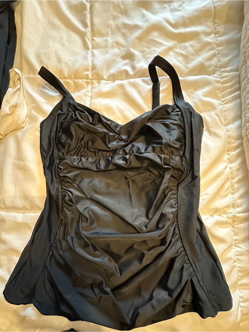 Hapari Black Swim Top with Subtle Ruching